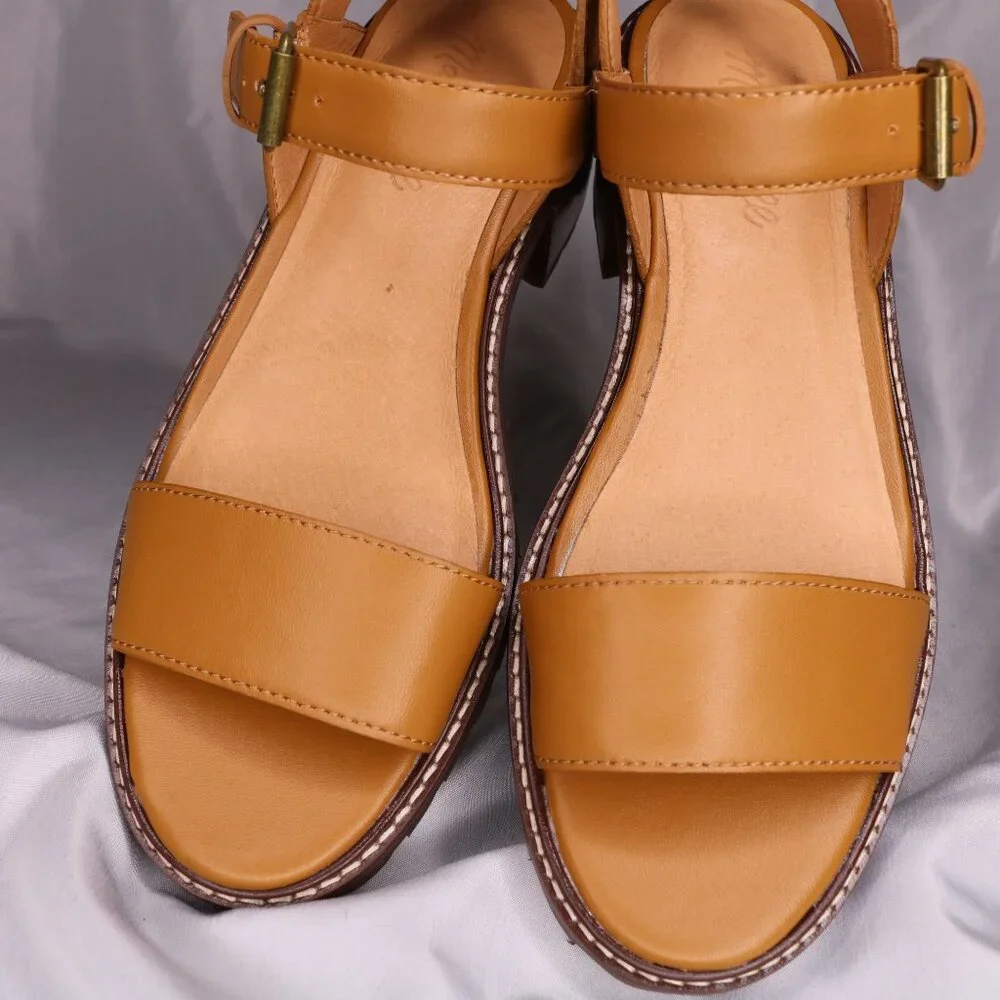 Madewell Tan Leather Lug Sole Block Heel Sandals Size 8 NWOB - Picture 8 of 10